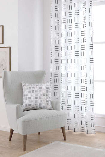 Cango Home White Black Geometric Digital Printed Curtain Cgh315-pr