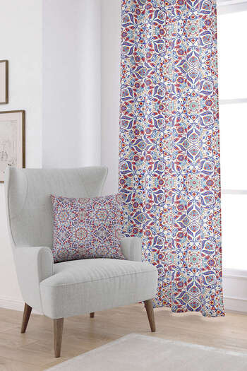 Cango Home Red Ethnic Tulip Motif Special Design Pillow Digital Printed Curtain Otyk002-pr