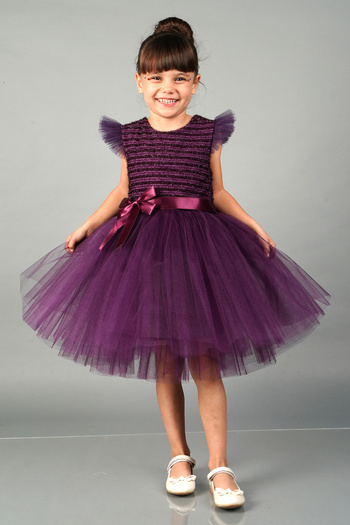 Mixie Girls' Evening Dress with Purple Tulle - Party Dress