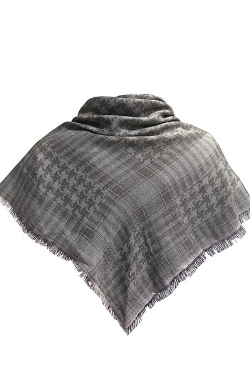 Madame Polo Cotton Unisex Daily Puchsia Square Houndstooth Kefiye Bag - Anthracite