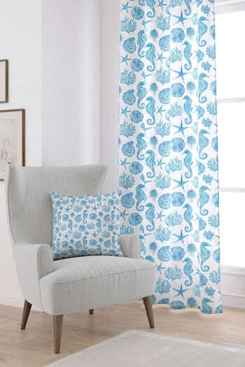 Cango Home Blue White Marine Patterned Digital Printed Curtain Cgh636-pr