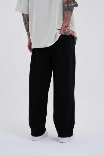 Machinist Erkek Basic Oversize Baggy Siyah Eşofman Altı