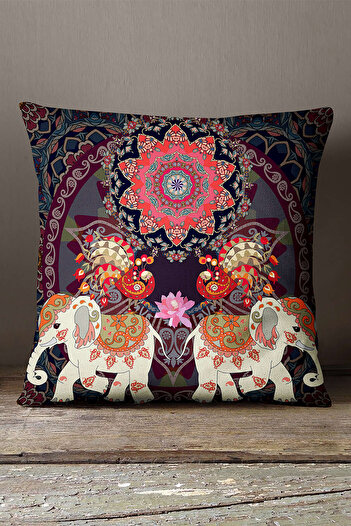 INSENSE HOME Velvet Babyface Red Orange Luck and Blessings Elephant Ethnic Kirent Case - Cgh283