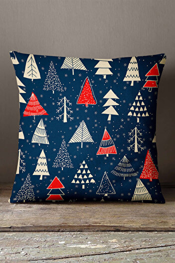 INSENSE HOME Velvet Babyface Red Navy Blue Christmas Themed Digital Printed Throw Pillow Pillow Case - Cgh295
