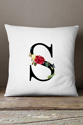 INSENSE HOME Velvet Babyface Double Sided Red Floral Letter Throw Pillow Cover - Letter S