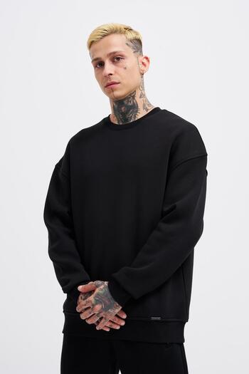 Machinist Ανδρικό φούτερ Basic Crew Neck Oversize Μαύρο