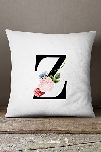 INSENSE HOME Velvet Babyface Double Sided Red Floral Letter Throw Pillow Cover - Letter Z