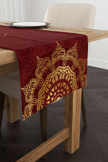 Cango Home Red Claret Red Ramadan Themed Decorative Patterned Digital Printed Runner Cgh1298-rn