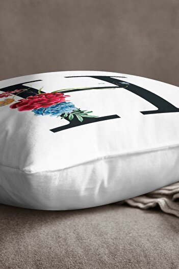 INSENSE HOME Velvet Babyface Double Sided Red Floral Letter Throw Pillow Cover - Letter H