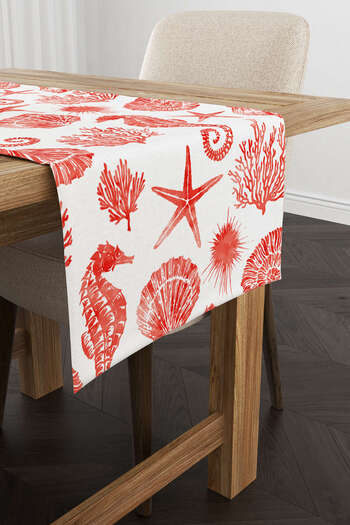 Cango Home Red White Marine Patterned Digital Printed Runner Cgh1242-rn