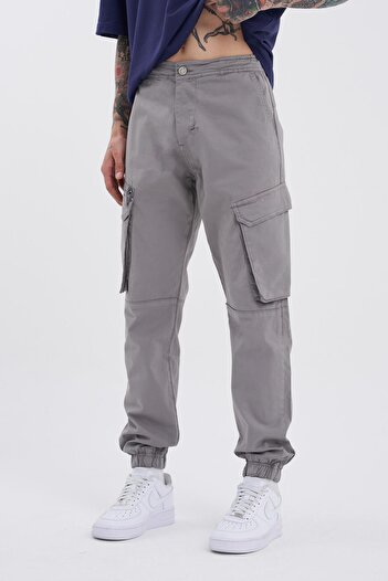Machinist Gray Jogger Jeans - Men's Cargo Pocket