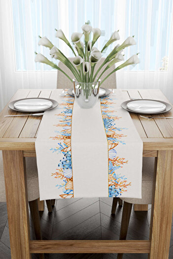 Cango Home Albastru Portocaliu Marin Model Digital Printed Runner Cgh1243-rn