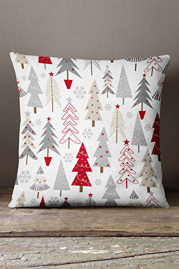 INSENSE HOME Velvet Babyface Red Gray Christmas Themed Digital Printed Throw Pillow Pillow Case - Cgh298