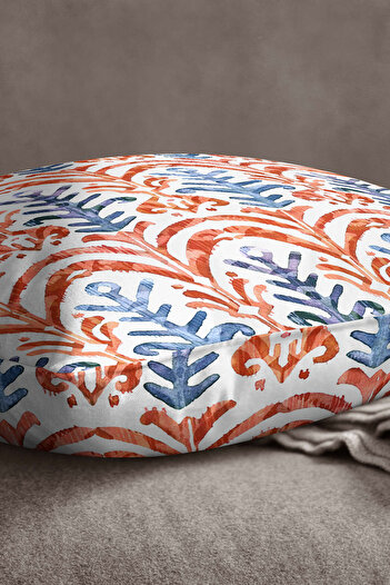 INSENSE HOME Velvet Babyface Red Blue Ethnic Patterned Throw Pillow Pillow Case - Cgh253