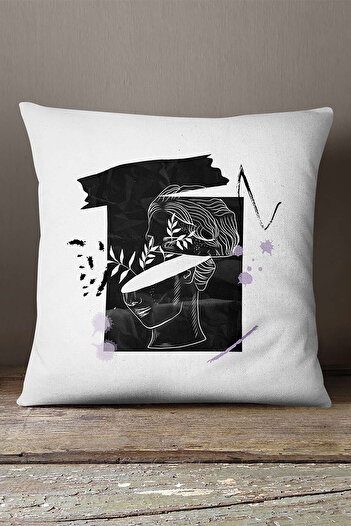 INSENSE HOME Velvet Babyface Alb Negru Modern Sculpture Figure Digital Printed Arunca Husa de Perna Cgh552