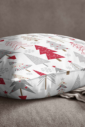 INSENSE HOME Velvet Babyface Red Gray Christmas Themed Digital Printed Throw Pillow Pillow Case - Cgh298