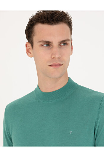 Pierre Cardin Mint Regular Fit Quarter Collar Wool Blend Basic Knitwear Sweater 50270049-Vr090