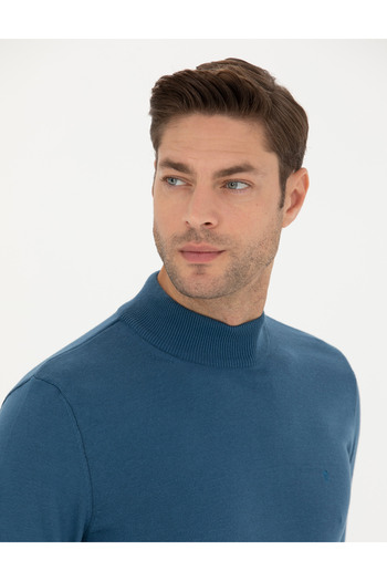 Pierre Cardin Kobalt Slim Fit Half Turtleneck Basic Knitwear Sweater 50276161 -Vr077