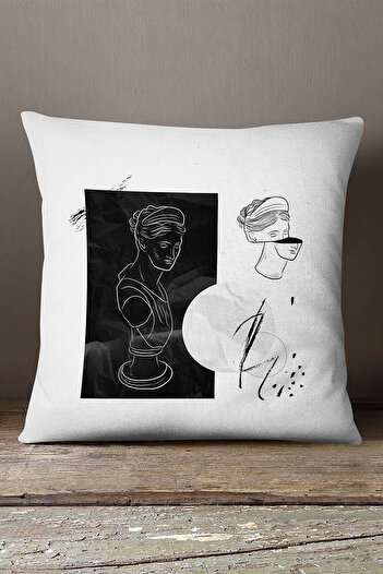INSENSE HOME Catifea Babyface Alb Negru Modern Sculpture Figure Digital Printed Arunca Husa de Perna Cgh549