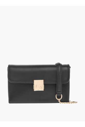 Celeste Solid Crossbody Bag with Chain Strap and Flap Closure - W 5.5 x H 13.5 x D 19.5 cm