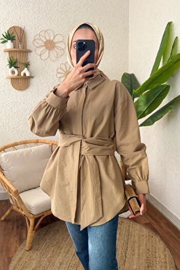 Salih Çelebi Camel 2190 Fixed Belted Tunic