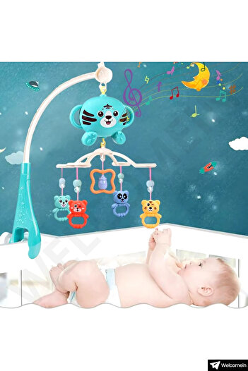 welcomein Pilli Işıklı Müzikli Sabitlemeli Çıngıraklı Dönence  - Yeni Doğan Bebek Yatıştırıcı Uyku Arkadaşı