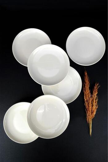 Digithome Semazen Set of 6 Porcelain Cake and Presentation Plates 17 cm Cream - Tl 4054475   C320.003
