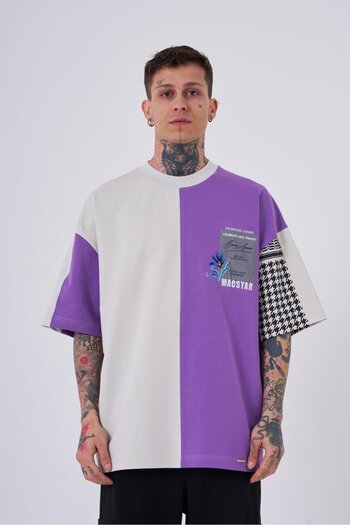Machinist Men's Nakkaş Levni Printed Oversize Purple Gray T-Shirt