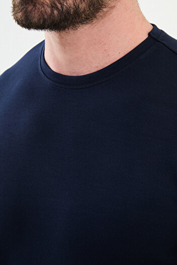 Mcr Ανδρικό μπλουζάκι με μοτίβο Slim Fit Crew μακρυμάνικο Navy Blue - 36841.24K