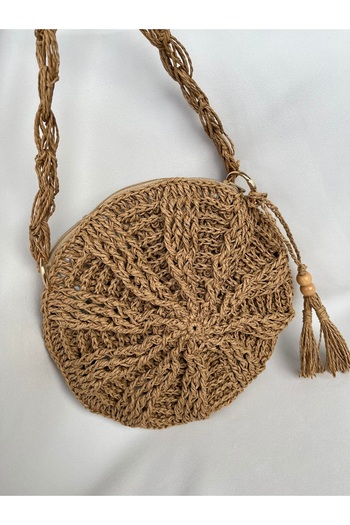 DNA MODA Bohemian Macaron Straw Bag - Hand Knitted and Paper String Bag