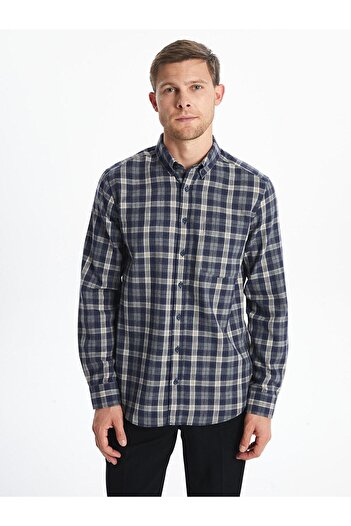 LC Waikiki LCWAIKIKI Classic Екоселе Regular Fit Довгорукавна Екосе Габардин Чоловіча Сорочка
