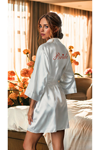 Valeria Anton Heart Embroidered Bridal Dressing Gown - Bride Dressing Gown