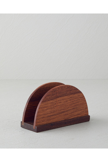 English Home Brown Rustic Iroco Napkin Holder - 16X9.5 cm