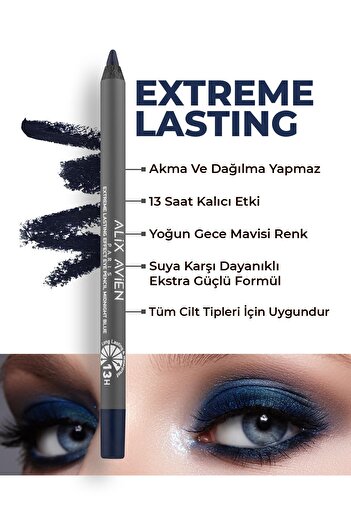 Alix Avien Suya Dayanıklı Gece Mavisi Göz Kalemi - 13 Saat Kalıcı Etki - Extreme Lasting Effect Eye Pencil