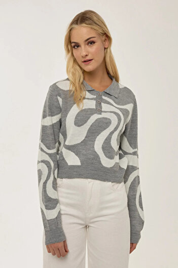 Hiccup Polo Neck Jacquard Sweater