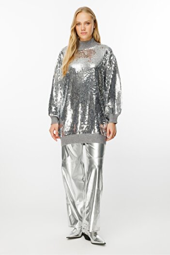 Ghisa Gray Sequined Knitted Tunic