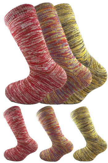 SİHİRLİ AYAKLAR Colorful 3 Pairs Thermal Unisex Men's and Women's Socks - Thick and Warm Heat Sink 38-42