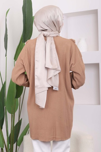 İmajButik Μπισκότα βολάν με ραβδώσεις πλεκτό τουνίκ
