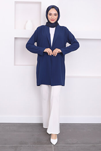 İmajButik Μπουφάν με διπλό μανίκι Navy Blue Pocket