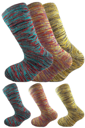 SİHİRLİ AYAKLAR Colorful 3 Pairs Thermal Unisex Men's and Women's Socks - Thick and Warm Heat Sink 38-42