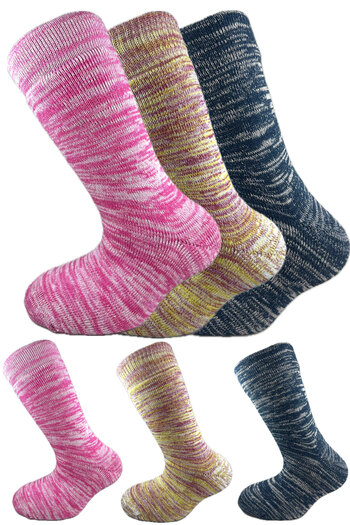 SİHİRLİ AYAKLAR Colorful 3 Pairs Thermal Unisex Men's and Women's Socks - Thick and Warm Heat Sink 38-42
