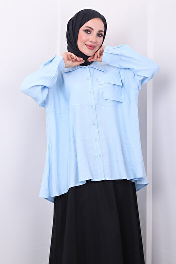 İmajButik Baby Blue πουκάμισο με διπλή τσέπη