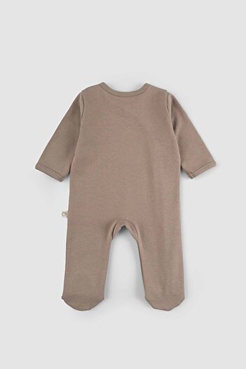 Little Gusto Newborn Booties Jumpsuit Brown Organic Cotton