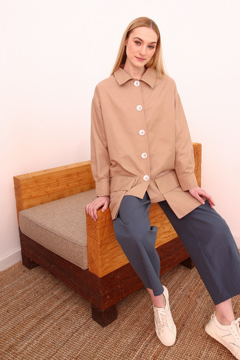 ALLDAY Beige Asymmetric Pocket Detailed Jacket