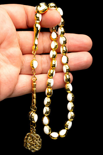 OTTOTESBİH Gold White Special Design Metal Rosary