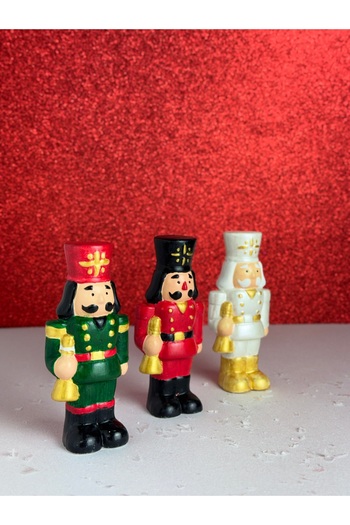 Mithbox Set of 3 Christmas Decor Nut Breaking Lead Soldier Nutcracker New Year Trinket