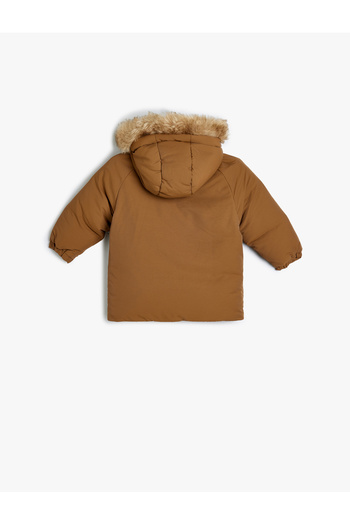 Koton Plyšový kabát s kapucí - kapesní design