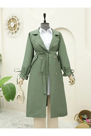 Modamorfo Lace-Up Sleeve and Belted Khaki Cap