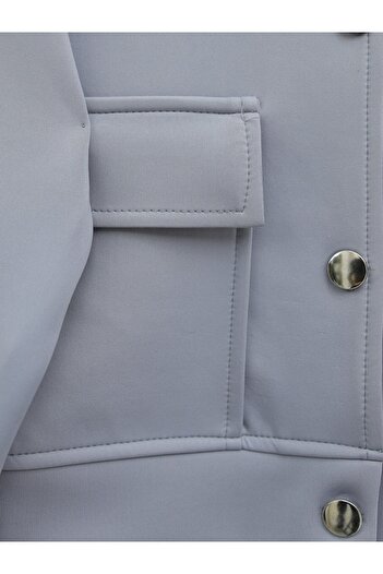 Modamorfo Double Pocket Metal Buttoned Skirt Set -Grey