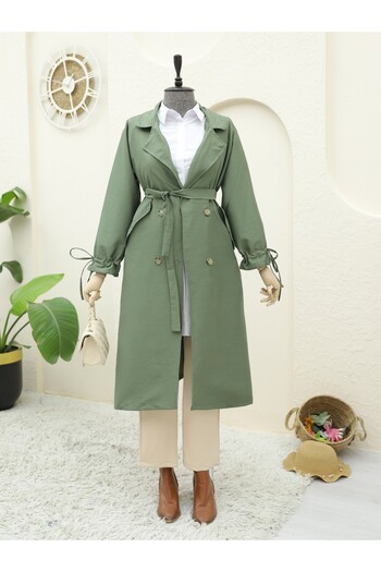 Modamorfo Lace-Up Sleeve and Belted Khaki Cap